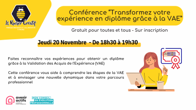 Conférence “Transformez votre expérience en diplôme grâce à la VAE”