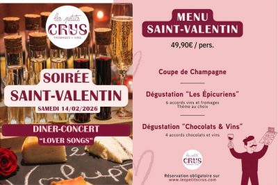 Dîner-concert Saint-Valentin aux Petits Crus