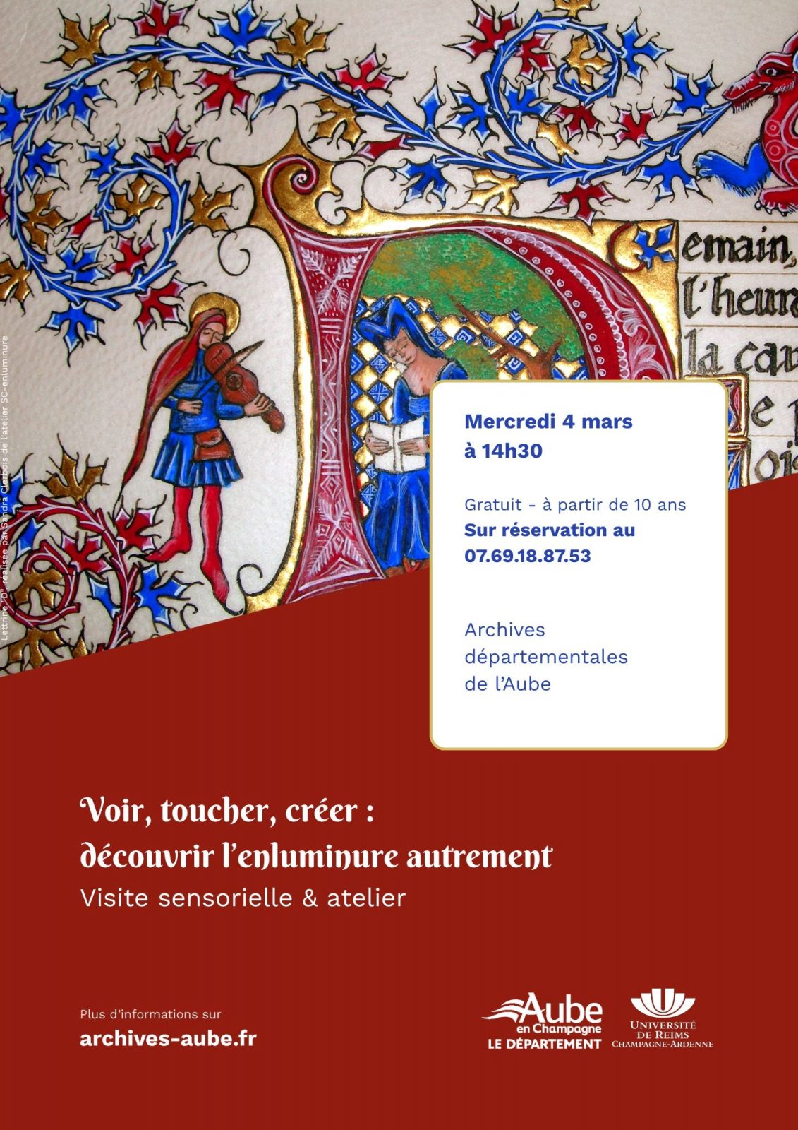Visite et atelier aux Archives départementales – Voir, toucher, créer : découvrir l’enluminure autrement