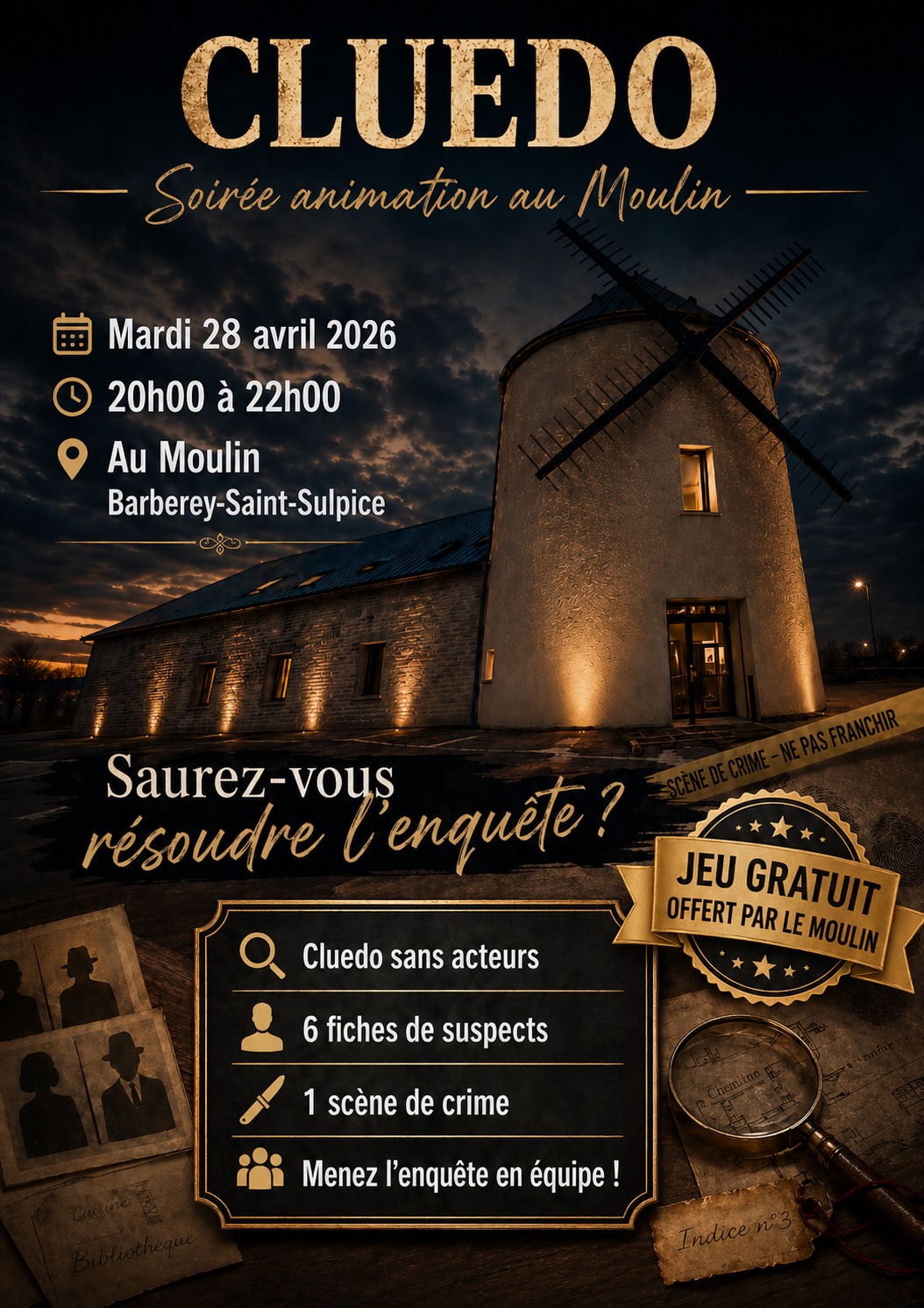 Cluedo – Soirée animation au Moulin