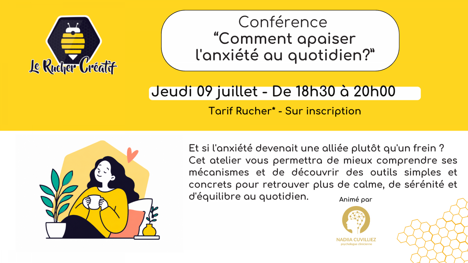 Conférence “Comment apaiser l’anxiété au quotidien”