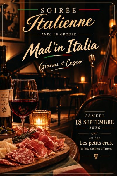 Soirée italienne avec le concert de Mad’in Italia