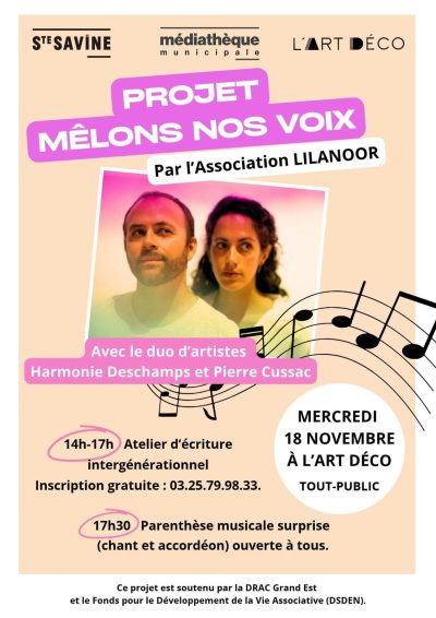 Mêlons nos voix – Atelier d’écriture et parenthèse musicale